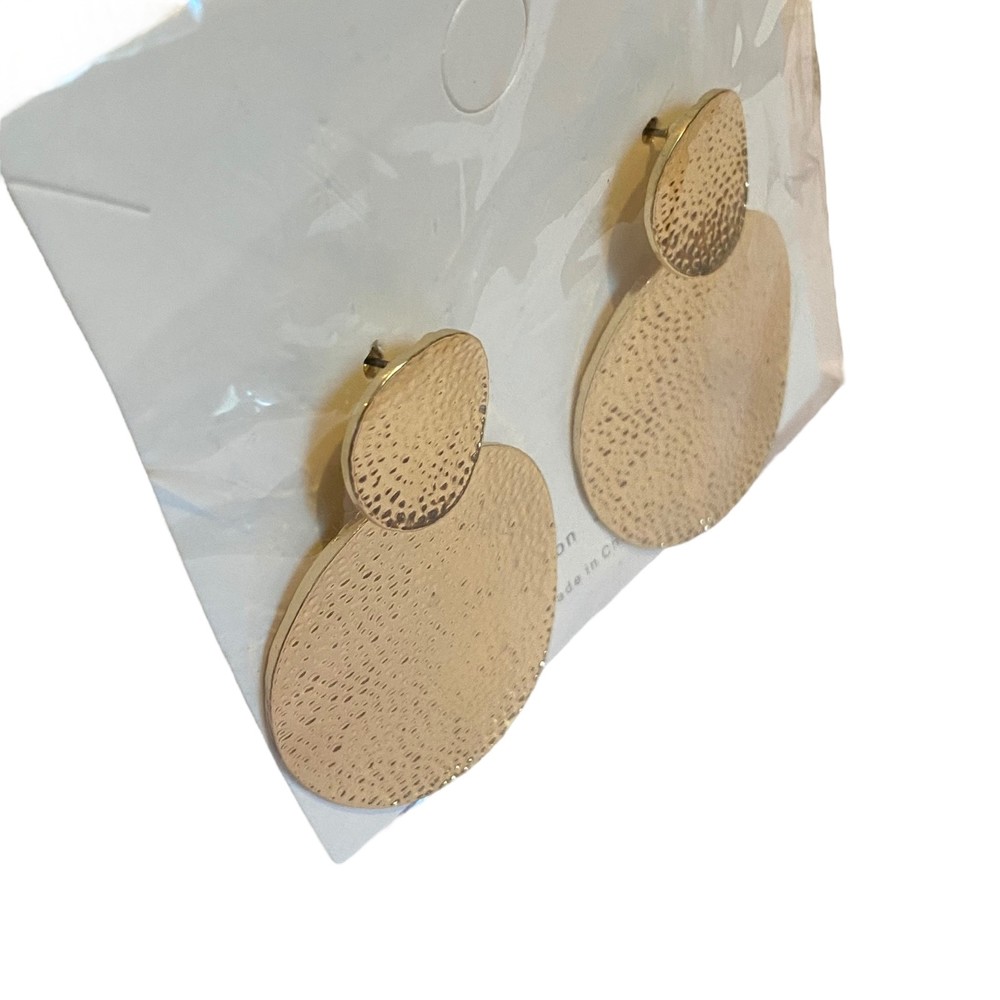 Gold-Toned Double Disc Textured Earrings NWT